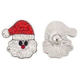 12pcs/lot s Santa Claus Christmas Rhinestone Diy 18mm Snap Button Fit Metal Charm Bracelet Jewellery