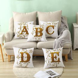Pc Gold Alphabet Cushion Cover Home Decorative Polyester Peach Velvet Sofa Chair Car Throw Pillow Cases Covers 45x45cm Cushion/Decorative