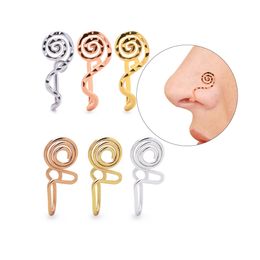 Trend Stainless Steel Spiral Fake Nose Ring Cuff Non Piercing U-shaped Nose Clip On Nose Jewellery Ear Cuff Earring Women