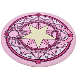 Cartoon Card Captor Sakura Carpet Magic Array Rug Doormat Anti-Skid Mat Plush Princess Round Carpets Floor Mat 210727