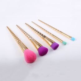 Makeup brushes sets cosmetics brush 5 bright color gold Spiral shank brush screw make-up tools