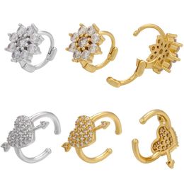 Hoop & Huggie ZHUKOU Gold Flowers Small Earrings CZ Crystal Women Simple Round For Jewellery Wholesale VE411
