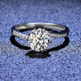 1 Moissanite Engagement For Women14K White Gold Plated Sterling Silver Ring Wedding Lab Grown Diamond Rings Jewellery