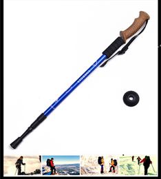 Outdoors Trumpet Cork Trekking Poles Ultra Light Telescopic Alpenstock Multi Function Straight Handle Hiking Walking Stick JJB10929