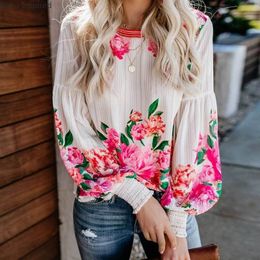 Boho Inspired VALENCIA ROSE PRINTED BLOUSE Relaxed Fit long sleeve shirt bohemian style party new top 210317