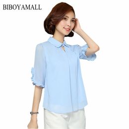 Women Blouses Casual Elegant OL Chiffon Blouse Loose Office Lady Blusas Shirts Female Fashion Korean Tops Plus Size XXL/4XL 210531