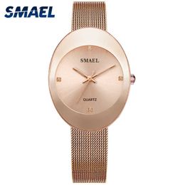 Smael New Stainless Watch Quartz Watches Women Fashion Casual Brand Luxury Ladies Clock Digital Sl1880 Woman Watches Waterproof Q0524