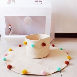 Storage Baskets Colour Wool Ball Cotton Rope Woven Children's Toys Bucket Home Pography Decoration