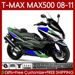 Body Kit For YAMAHA TMAX MAX 500 XP500 MAX-500 T 2008-2011 Bodywork 107No.131 TMAX-500 TMAX500 Green blue T-MAX500 2008 2009 2010 2011 MAX500 08 09 10 11 OEM Fairing