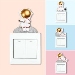 Astronaut Spaceman Resin 3D Stereo Switch Paste Socket Protection Case Indoor Wall Sticker Room Decoration Moon Lovely Wind