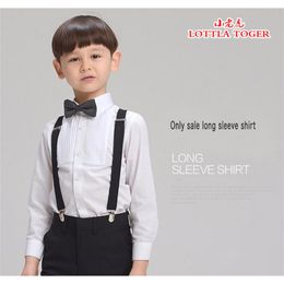 Elegant Boys Long Sleeve Shirt Kids White Children Cotton Drape Suit Accessories for Wedding Party Gentleman Clothes 210713