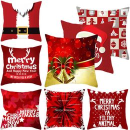 Cushion/Decorative Pillow Merry Christmas Cushion Cover Case Red Ornament For Home Gift Decor Sofa Car Decoration Pillows