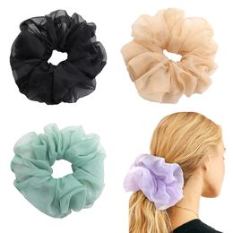 Oversized Scrunchies Big Rubber Elastic Hair Band Girls Candy Colour Ponytail Holder Smooth Chiffon Scrunchie Women Hair Accessories 20pcs