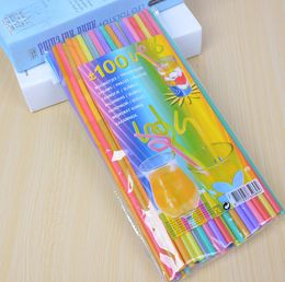 The latest color art straws disposable shape juice drinks, one set = 100 packs can be bent, made of food-grade materials