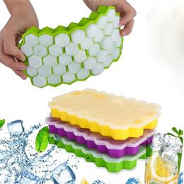 37 Holes Honeycomb Ice Cube Mold Food Grade Flexible Silicone Moulds For Whiskey Cocktail Kitchen Accessories