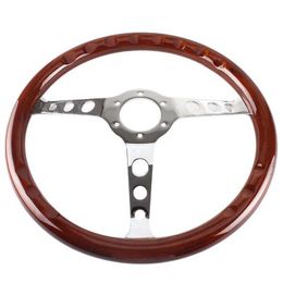 New 380mm 15 Inch Grant Classic Nostalgia Style Wood Grain Steering Wheel Classic Wheel Slotted 3 Spoke Steering Wheel Riveted Light