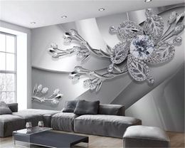 Custom Modern 3d Wallpapers Metal Texture Diamond Jewels Living Room TV Background Wall Decoration Mural Wallpaper