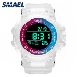 Women Digital Watch White Fashion Clock Alarm Stopwatch Sport Bracelet Watch 8046 Women Sports Watches Led Watch Waterproof Q0524