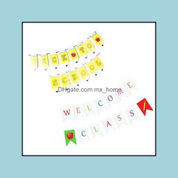 Flags Festive Supplies Home & Garden Back To School Paper Set Welcome Class Garland Letter Dovetail Flag Pencil Shape Banner Classroom Decor