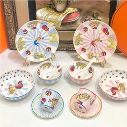 Bone China children's tableware circus series childlike innocence creative dinnerware set plate bowl gift