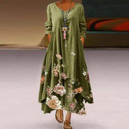 Casual Dresses #Plus Size Dress Women Floral Print O-neck Long Sleeve Irregular Loose Summer Clothes Zomer Jurkjes Dames 2021