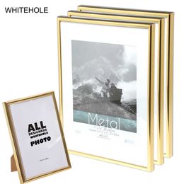 picture frames for posters Canada - 3Pcs Set Picture Frame Metal Certificate Po Frame 10x15 15X20cm A4 21x30cm Pleixglass Inside Golden Black Silver Poster Frame SH190918