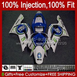 Injection Mold OEM For KAWASAKI NINJA ZX600 ZX-6R ZX 6R 6 R 600 CC 03-04 Body 8No.134 ZX 636 600CC ZX636 2003 2004 Bodywork ZX-636 ZX600C ZX6R 03 04 Fairing Kit Lucky blue