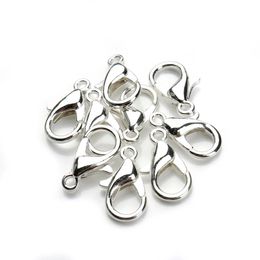 2021 10 /12/ 14 / 16mm Silver Plated Alloy Lobster Clasp Hooks Fashion Jewelry Findings For DIY Bracelet Chain Necklace