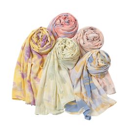 Women Tie Dye Bubble Chiffon Hijab Scarf Fashion Islamic Headscarf Long Plain Muslim Hijabs Scarves Wholesale