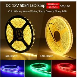 5m 600LEDs 5054 LED Strip Light Waterproof DC12V Flexible LED Lights High Brightness than 5050 Blue Green Red White RGB