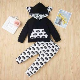 Arrival On Sale Autumn and Spring Boy Animal Long Sleeve Hooded Suit Kids Clothing 210528