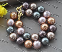 Chains Z11316 18"-34" 16mm Lavender Coffee Black Round South Sea Shell Pearl Necklace Women Fasion Jewelry