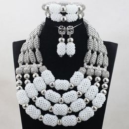Earrings & Necklace Trendy Crystal Ball Jewelry Set African Bridal For Bride Gift Women Custome Bracelet ANJ408