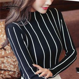 Causal Sweaters Autumn and Winter Striped Women Sweater Bottom Shirt Women's Tops Pullover Turtleneck Female 1326 80 210521