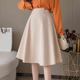 Korean Fashion Women Skirts Woman High Waist Plus Size Elegant Office Lady Solid Midi Spring Womens XXL 210427