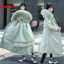 -35 degrees Winter women fur inside parkas coat Thicken Super warm big collar coats Casual female winter outwear 210524