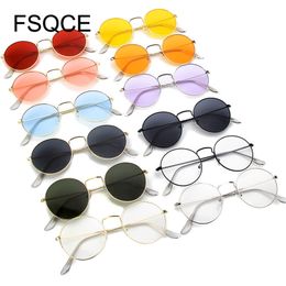 Vintage Classic Metal Round Sunglasses Women Small Prince Retro Brand Red Orange Pink Clear Glasses Ladies Shades UV400