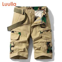 Luulla Men Summer Casual Vintage Classic Pockets Cargo Shorts Outwear Fashion Twill Cotton Camouflage 210713