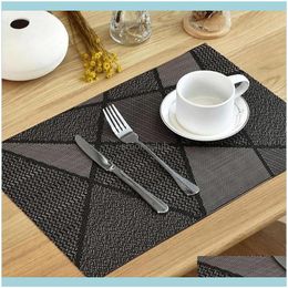 Cloths Textiles Home & Garden Table Runner 6Pcs Europe Style Placemat Waterproof Decoration Mat Heat-Resistant Dishes Tableware For Drop Del