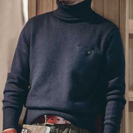 Turtle Neck Knitted Sweater Men Solid Cashmere Soft Oversized Thick Warm Men Pullovers Tops Sweater Knitting Elastic 211014