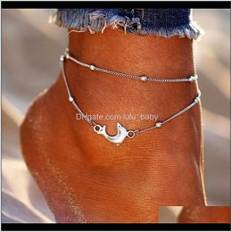 Summer Beads Pendant Ankle Starfish Bracelet Charm Double Beach Vintage Jewelry N0Odh Anklets T1Jru