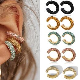 Hoop & Huggie 1 Pair Women Girl's Mirco Paved Bling Iced Out Rhinestone Crystal Little Circle Huggies Piercing Geometric Earrings