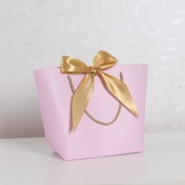 Paper Bags Party Wedding Gift Wrapping with Handle Shopping Storage Packaging Cosmetic Jewellery Tote Sack Ribbon Bow