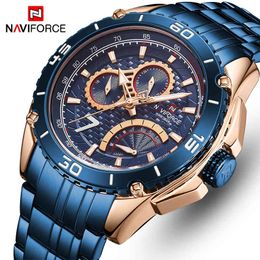 NAVIFORCE Watches Men Luxury Brand Calendar Male Sport Wristwatch Waterproof Stainless Steel Quartz Men Watch Relojes Hombre 210517