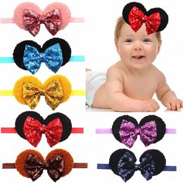 Lovely Cartoon Baby Girls Headband Sequins Bowknot Toddler Elastic Hairband Fashion Handmade Bows Infant Headwear Kids Gifts