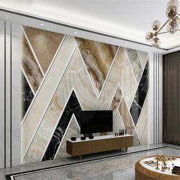 3d Wallpaper For Walls Vintage Abstract Mural Golden Marble Home Decoration