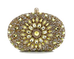 Women Rhinestone Luxury Handbag Gold Silver Glitter Diamond Evening Clutch Bags Small Round Party Dinner Purse Sac