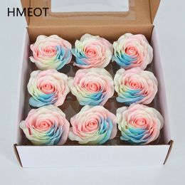 Big 8cm Rainbow Rose Soap Flower Heads Colourful Artificial Eternal Flower Bouquet Creative Gift Box Bouquet Handmade Materials 210317