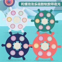 Luminous Novelty Push Bubble Fingertip Spinner Gyro Dimmer Toys Fidget Sensory Anti Stress Hand Spinner for Children Audlt Gift Toy
