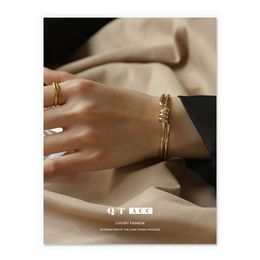 Bangle Minimalist Geometric Gold Colour Knotted Bracelet Spiral Creative Fashion Brass Gold-plated Copper Jewellery For Women